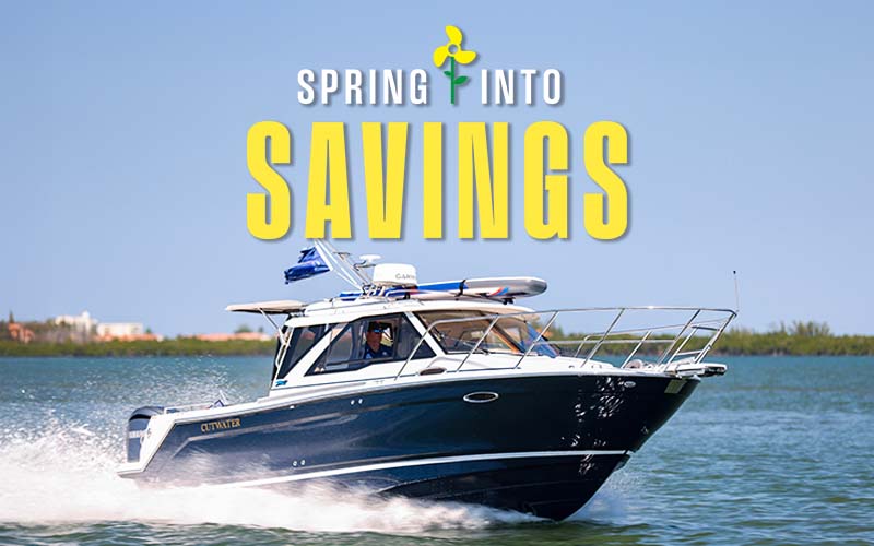 A Cutwater C-248 C and the Spring into Savings logo above