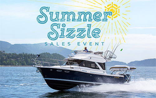 A Cutwater C-32 C and the Summer Sizzle logo above